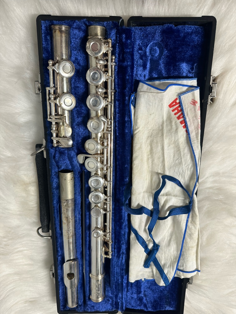 Gemeindhert Silver Flute with Blue Velvet Case Interior